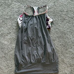 Gray and Floral Racerback Tank